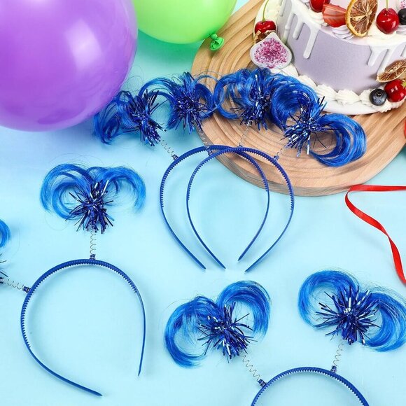 48 Pcs Halloween Pom Pom Headbands Blue Feather Party Accessories Women main image 5